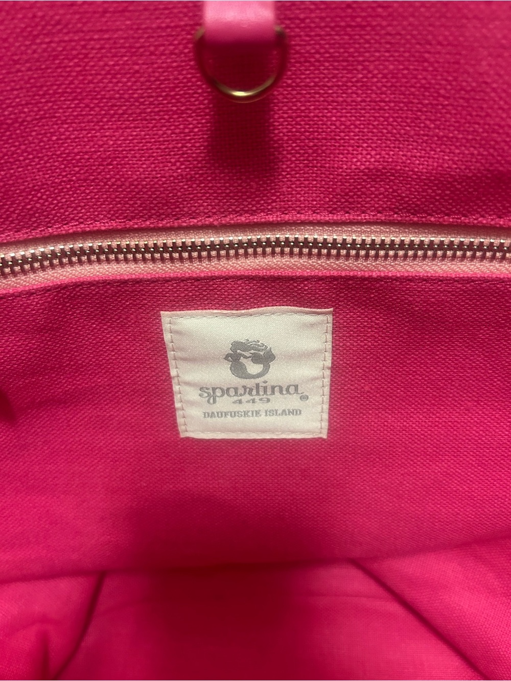 Spartina 449 Pink-Trim Straw Tote with Embroidered Flamingo - Picture 3 of 6
